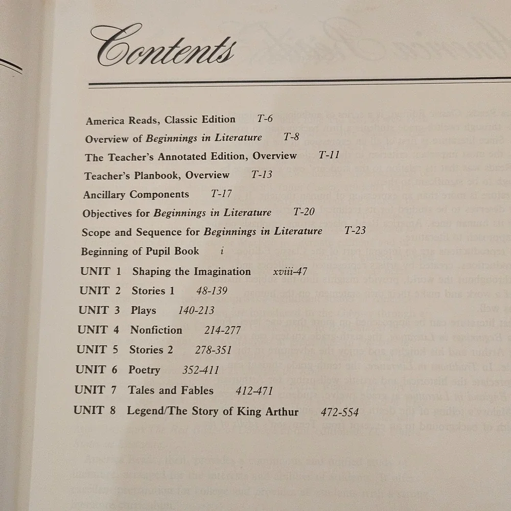 Beginnings in Literature America Reads Classic Teacher's Annotated Edition 1991